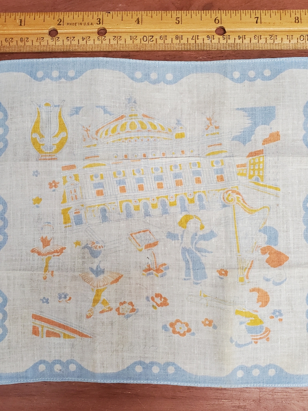 Vintage Illustration Handkerchief with Pastel Ballet Scene